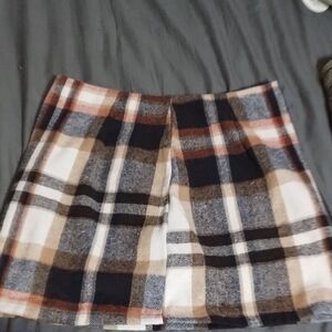Plaid Mini Skirt in Brown and Black